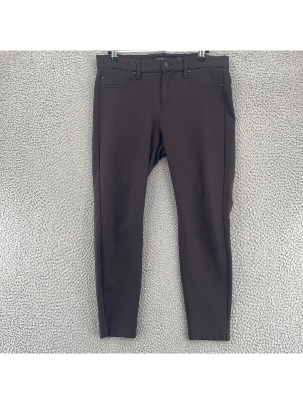 Liverpool Jeans Womens 6 28 Petite Brown Knit Stretch Skinny Jeggings Crop Capri